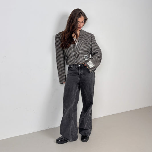 RENUED CROPPED TAILORED DIOR BLAZER HOUNDSTOOTH