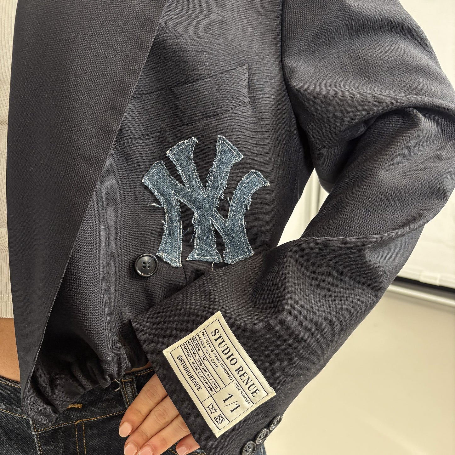 RENUED CROPPED BOMBER NY BLAZER NAVY