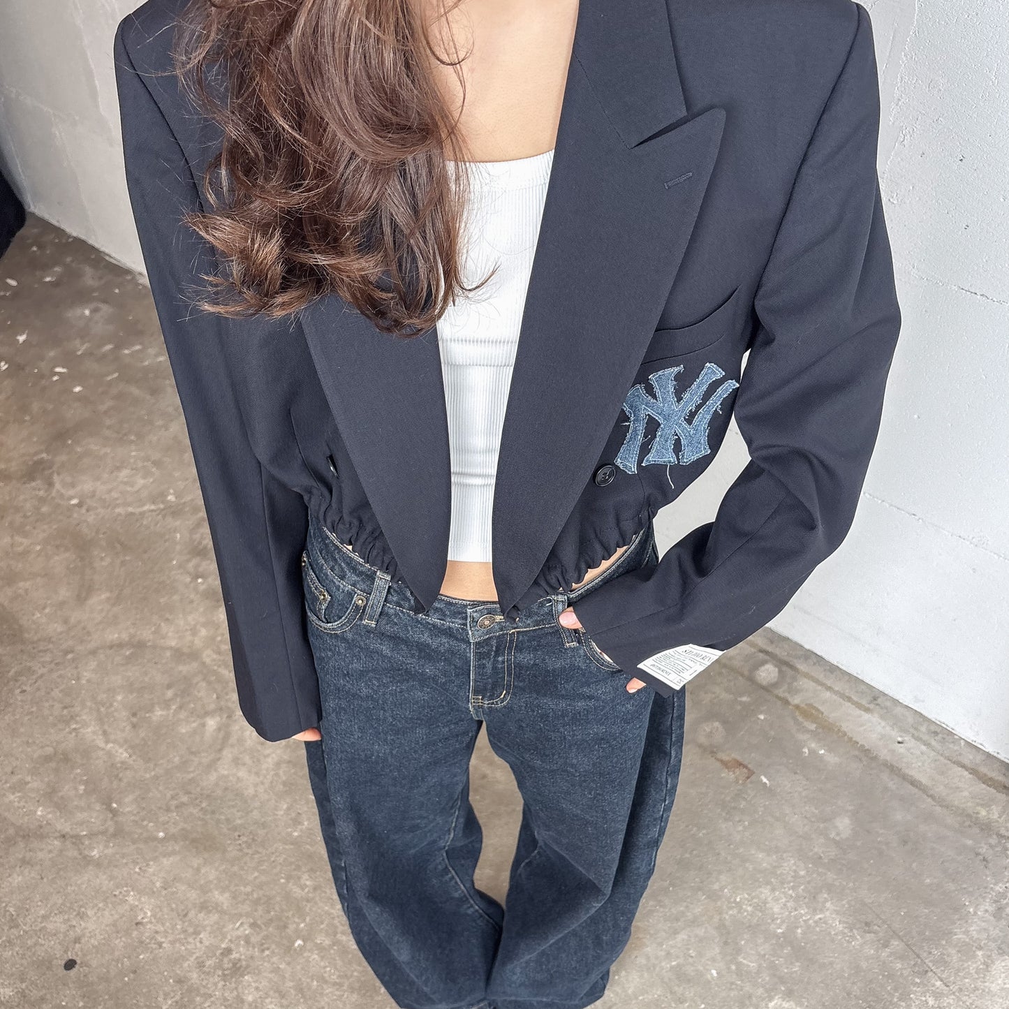 RENUED CROPPED BOMBER NY BLAZER NAVY