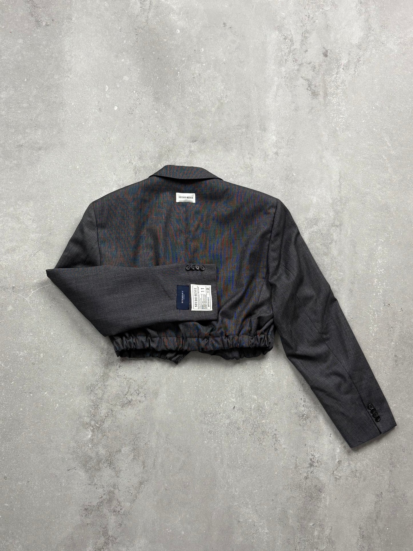 RENUED CROPPED BOMBER BURBERRY BLAZER GREY