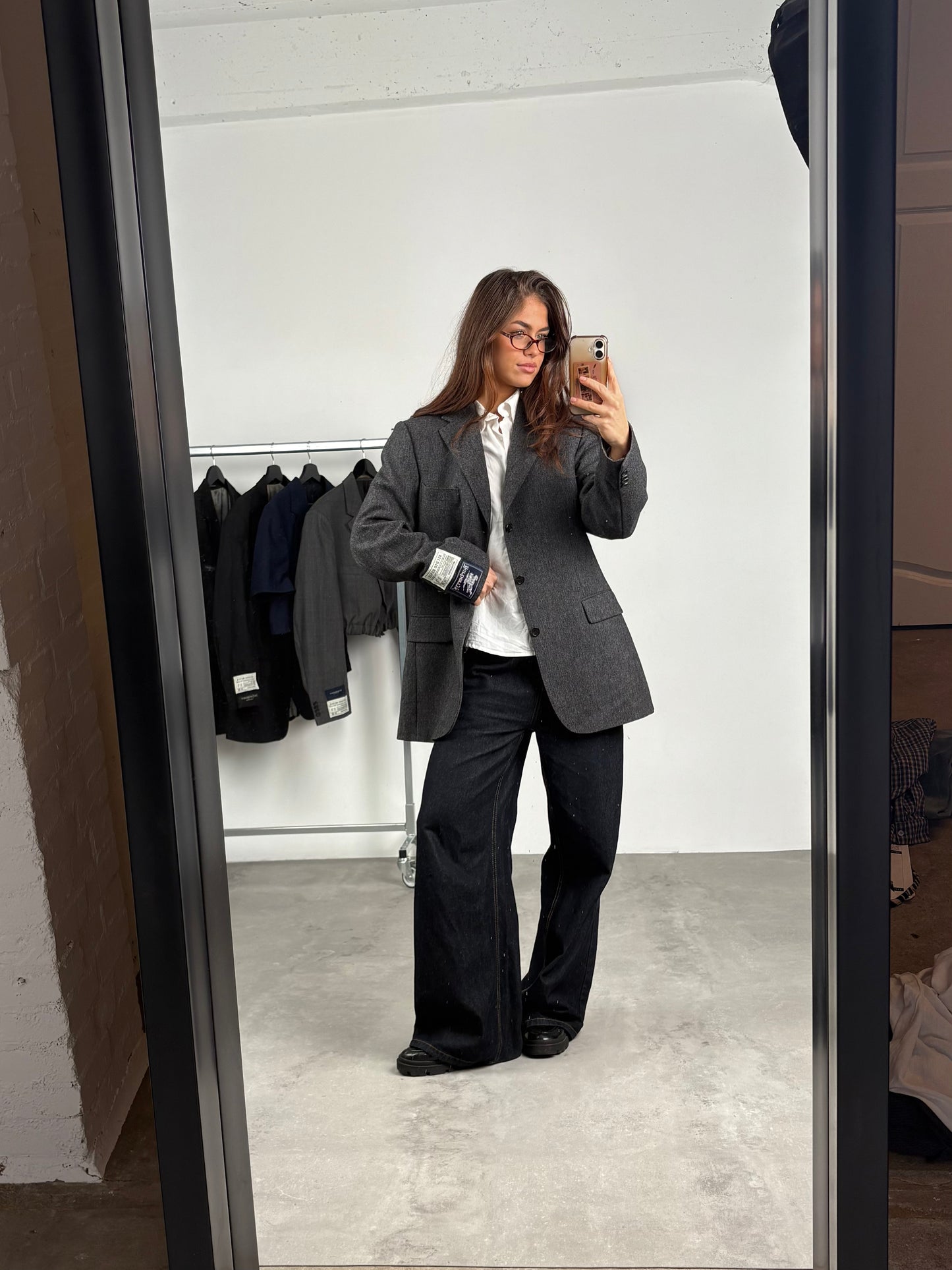 RENUED BURBERRY BLAZER WOOL GREY
