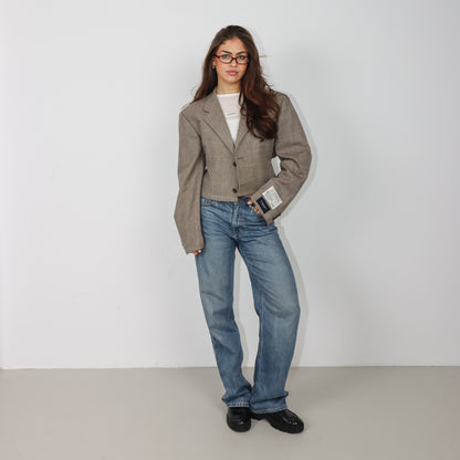 RENUED CROPPED TAILORED YSL BLAZER BEIGE