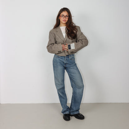 RENUED CROPPED TAILORED YSL BLAZER BEIGE