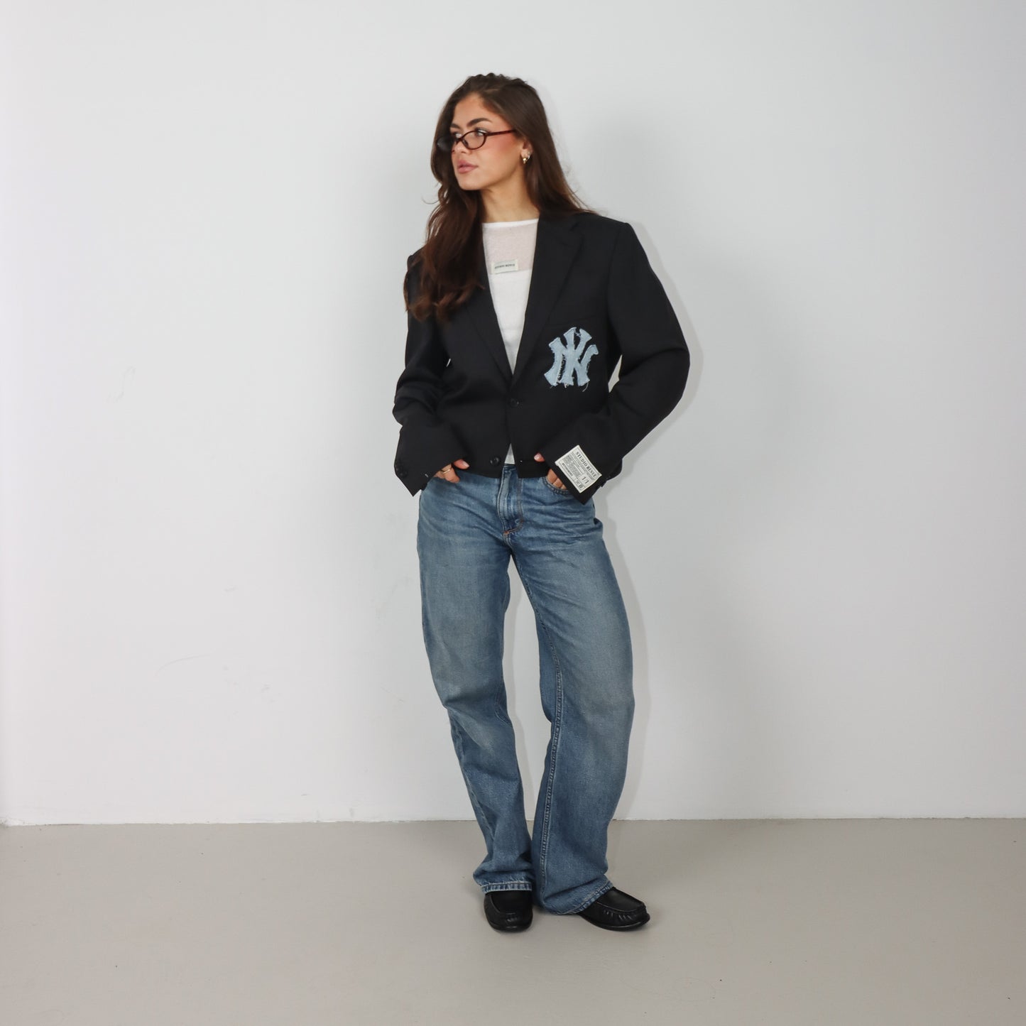 RENUED CROPPED TAILORED NY BLAZER GREY