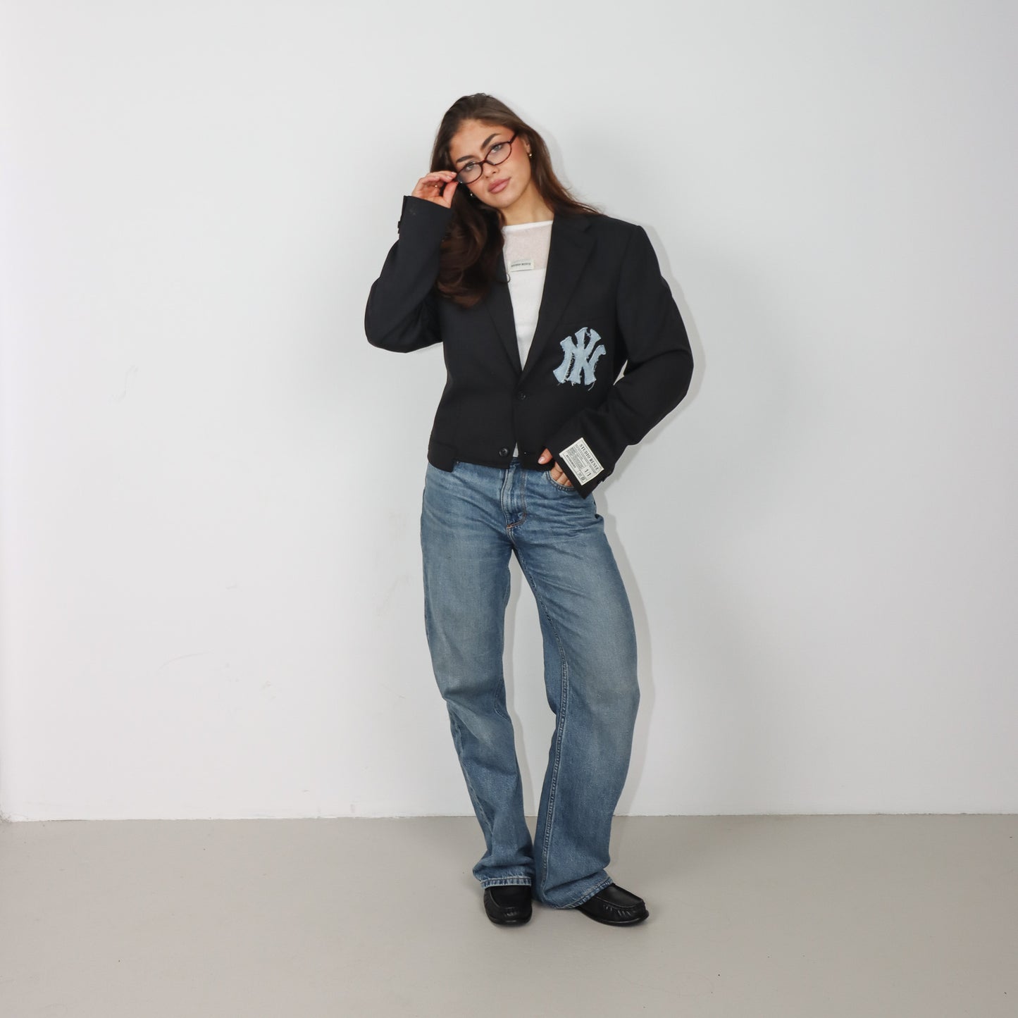 RENUED CROPPED TAILORED NY BLAZER GREY