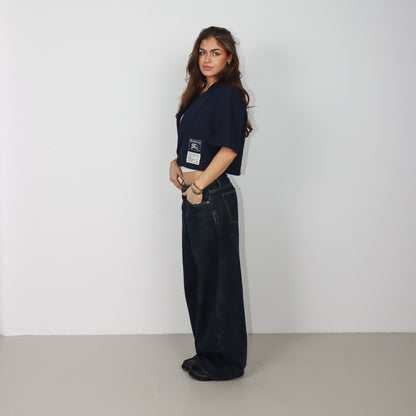 RENUED CROPPED BURBERRY SHORT SLEEVE BLAZER BLUE