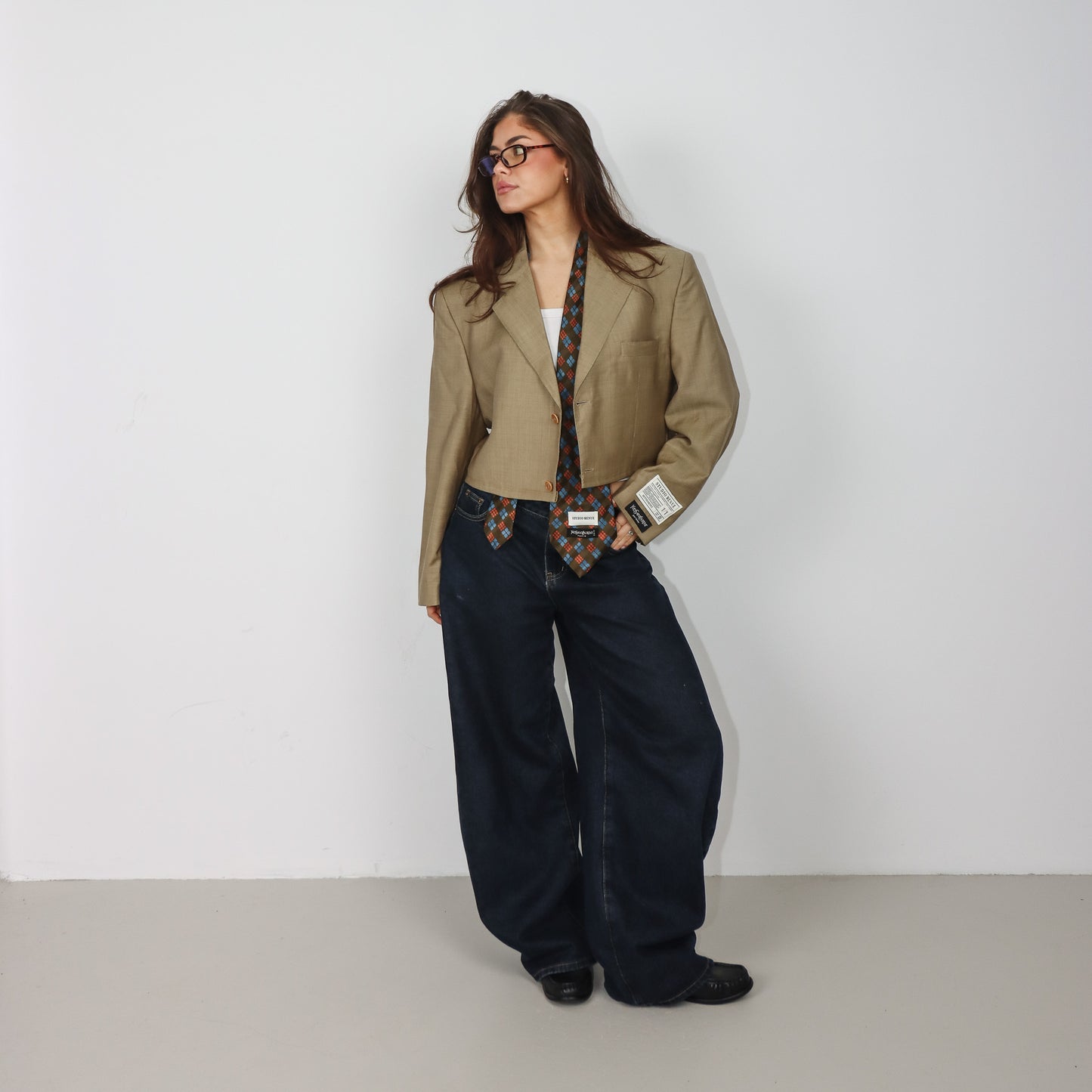 RENUED CROPPED YSL BLAZER BEIGE