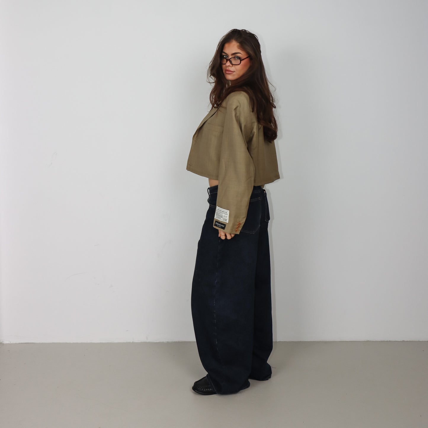 RENUED CROPPED YSL BLAZER BEIGE