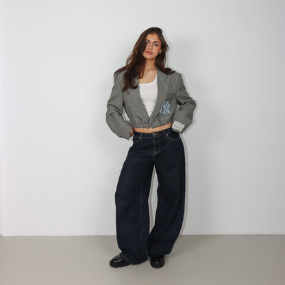 RENUED CROPPED BOMBER NY BLAZER PLAID