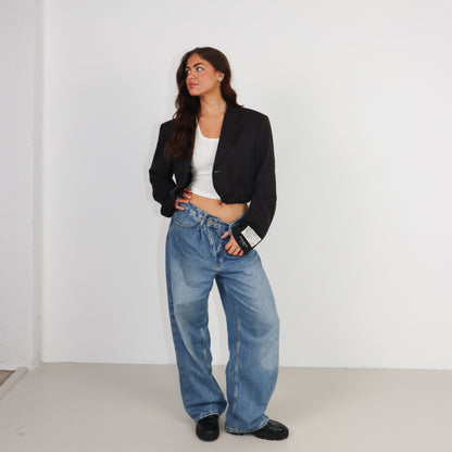RENUED CROPPED BOMBER YSL BLAZER DARK GREY
