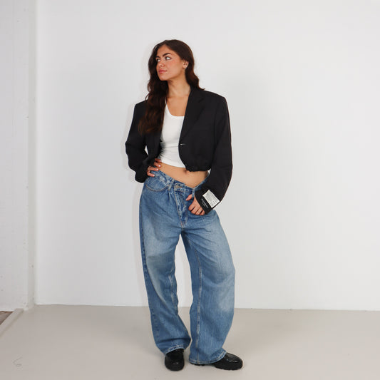 RENUED CROPPED BOMBER YSL BLAZER DARK GREY