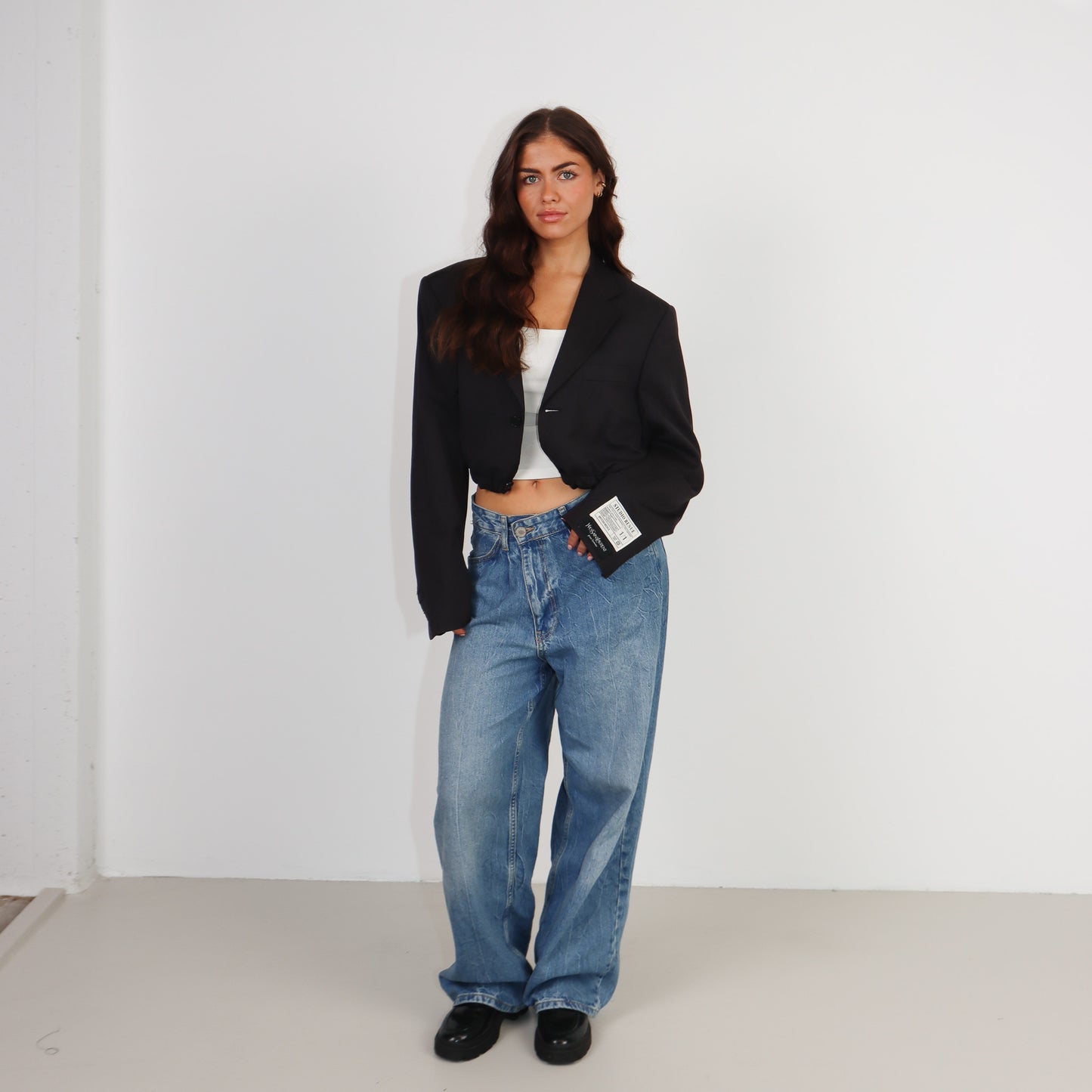 RENUED CROPPED BOMBER YSL BLAZER DARK GREY