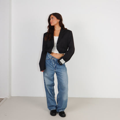 RENUED CROPPED BOMBER YSL BLAZER DARK GREY