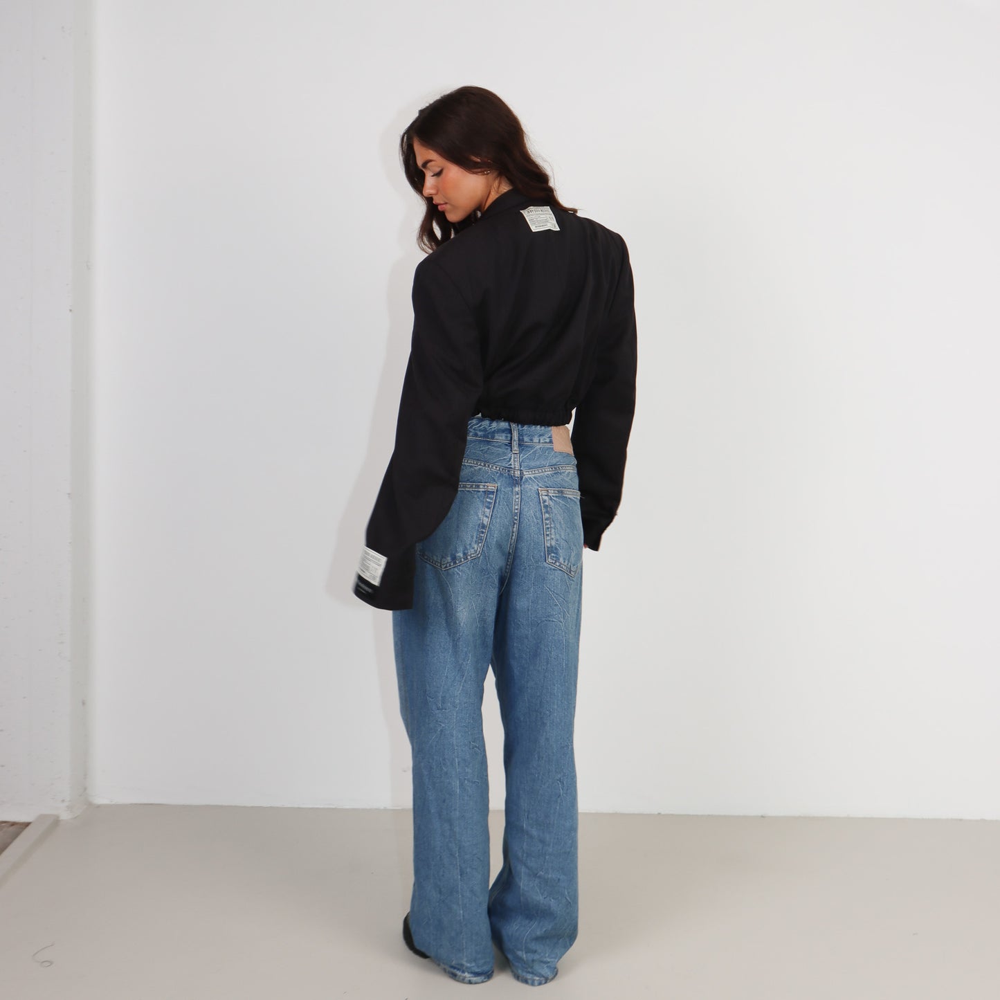 RENUED CROPPED BOMBER YSL BLAZER DARK GREY