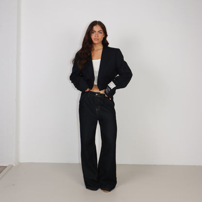 RENUED CROPPED BOMBER BURBERRY BLAZER NAVY