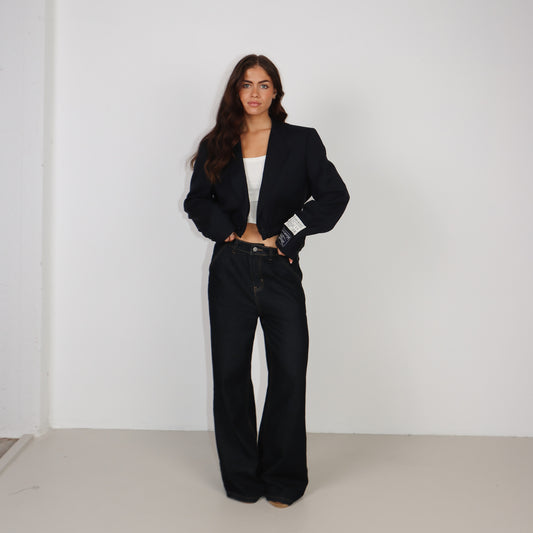RENUED CROPPED BOMBER BURBERRY BLAZER NAVY