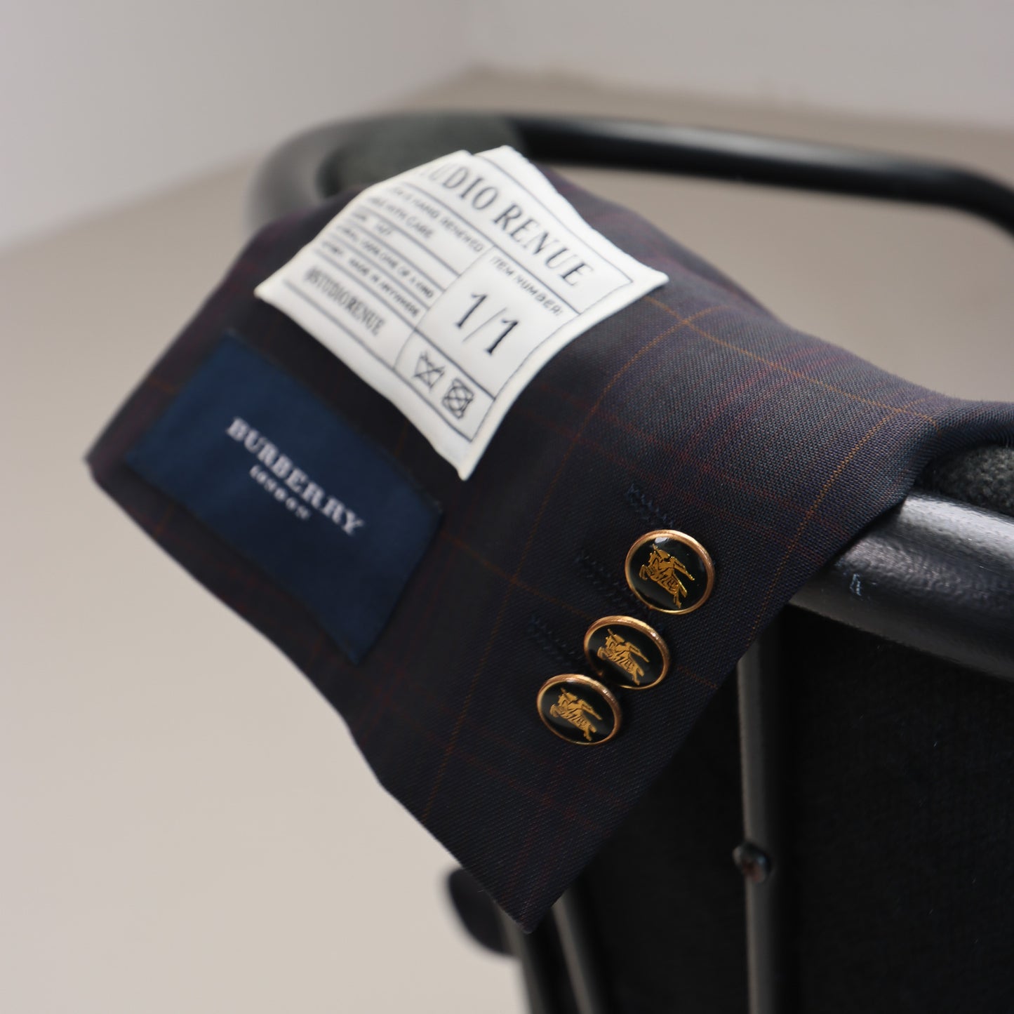RENUED TAILORED BURBERRY BLAZER DARK BLUE STRIPED