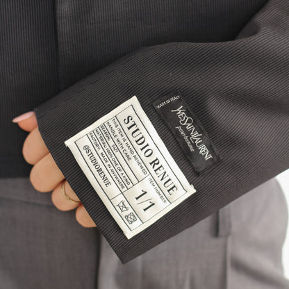 RENUED CROPPED YSL BLAZER DARK GREY STRIPED