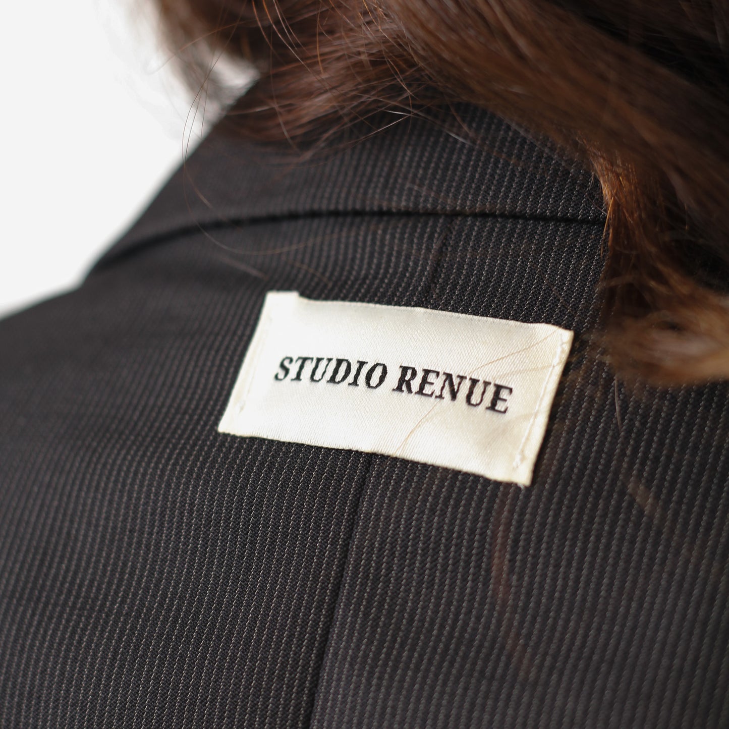 RENUED CROPPED YSL BLAZER DARK GREY STRIPED