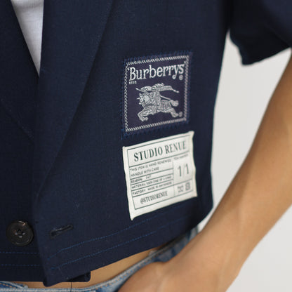 RENUED CROPPED BURBERRY SHORT SLEEVE BLAZER BLUE