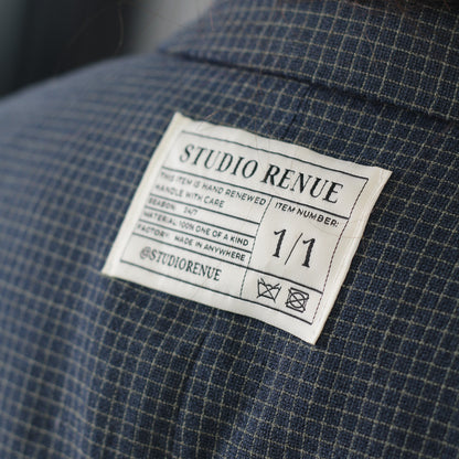 RENUED CROPPED YSL SHORT SLEEVE BLAZER DARK GREEN PLAID