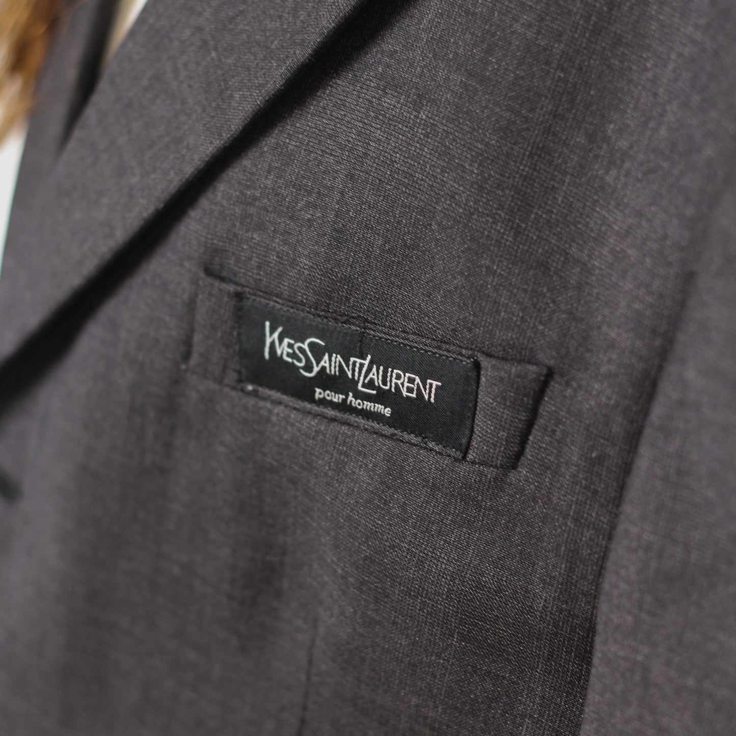 RENUED CROPPED YSL SHORT SLEEVE BLAZER GREY