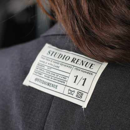 RENUED CROPPED YSL SHORT SLEEVE BLAZER GREY