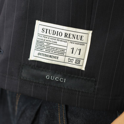 RENUED CROPPED GUCCI SHORT SLEEVE BLAZER NAVY STRIPED