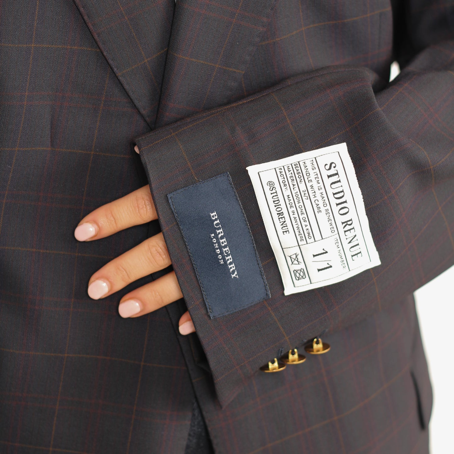 RENUED TAILORED BURBERRY BLAZER DARK BLUE STRIPED